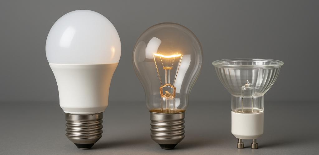 ledlamp, gloeilamp en halogeenlamp