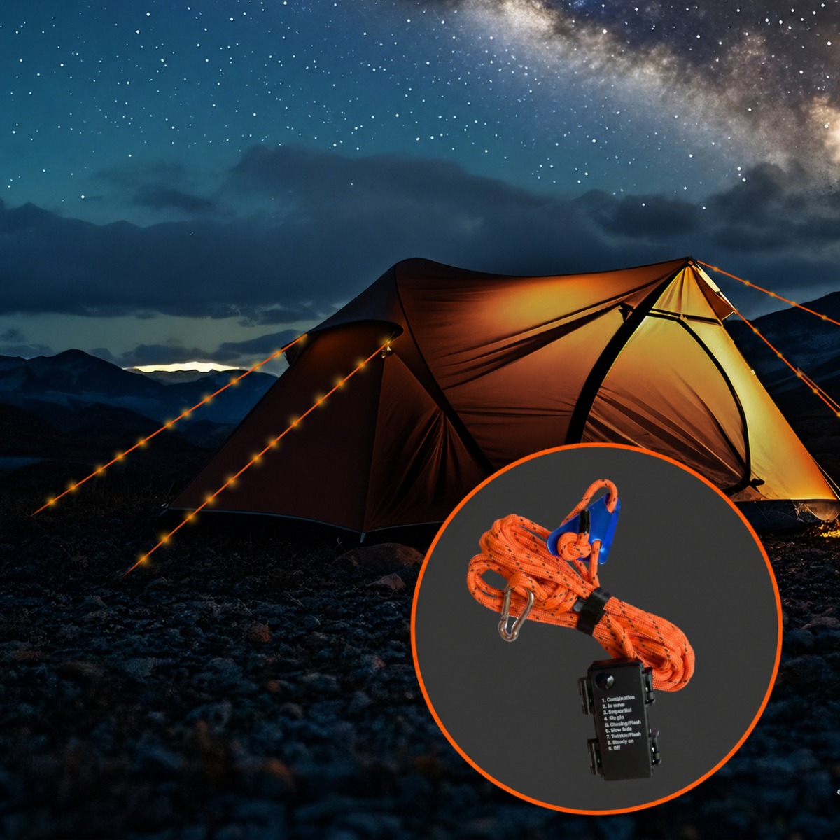 Tent met LED Glowline Pro Oranje